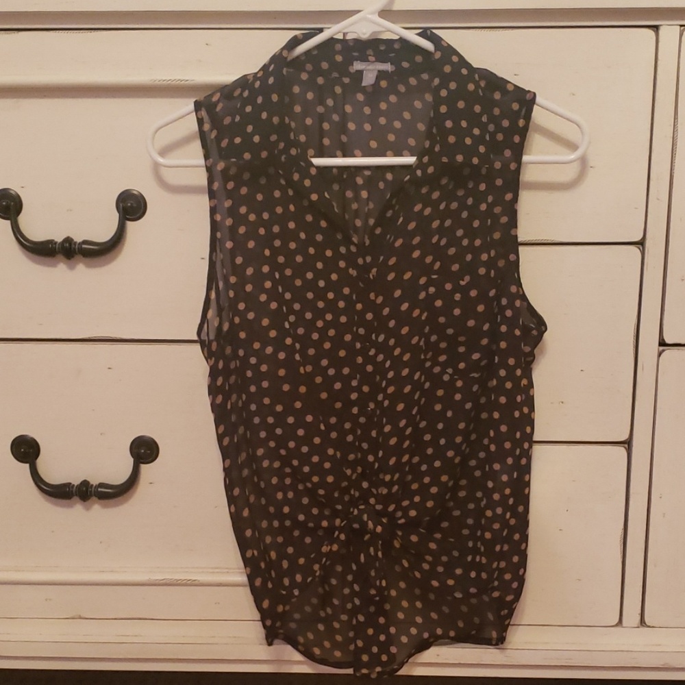 Sheer black polka dot girls blouse